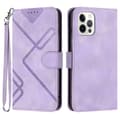 Fodral för iPhone 15 PLUS Ljuslila Präglat Plånboksfodral med Korthållare Stativ Soft-Touch