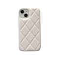 Fodral för iPhone 15 Pro Max Vit Neutral ins diamantmönster Lyxig caviar lädertextur