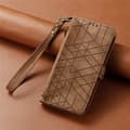 Fodral för iPhone 16pro Brun [med armband] Geometrisk Rem Flip