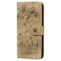 Etui til iPhone 13 Pro brun Comic Sakura Cat 3D-preget Flip Full-Body