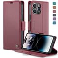 Etui til iPhone 16 Pro rød Flip Wallet med kortholder