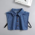 Miniatyrbilde 5 av 5: Dame falsk krage Avtakbar halv Bomull Denim Skjorte Avtakbar Light blue denim tip