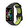 Miniatyrbillede 5 af 5: Sort Grøn Sort Grøn kompatibel med Huawei Band 6 / Honor Band 6 Tofarvet Silikonerem