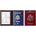 Miniatyrbilde 3 av 5: Passholder i PU-lær med vaksinekortholder, mørkerød red