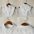 Miniatyrbilde 3 av 5: Dame falsk krage Avtakbar halv Vannløselig Broderi A White