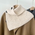Miniatyrbilde 1 av 5: Dame falsk krage Avtakbart halvstrikket skjerf Allsidig Pu Beige (including wool) 36cm