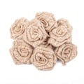 Miniatyrbillede 1 af 2: 6 stk. Julepynt Kunstige Roser Sækkelærred Sækkelærred Rose Blomst Små Sækkelærredsblomster Jule Sækkelærredsroser