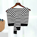 Miniatyrbild 1 av 5: Dam Fejk Krage Avtagbar Halv Sjal Stickat Ytterplagg De Striped black and white