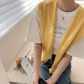 Miniatyrbilde 1 av 5: Dame falsk krage Avtakbar halv sjal Sommerjakke Solid Co Ginger yellow 100cm