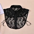 Miniatyrbilde 1 av 5: Dame falsk krage Avtakbar halv Chiffon Matchende Skjorte Fas black