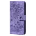 Fodral för iPhone 15 Lila Comic Sakura Katt 3D Präglat Flip Full-Body