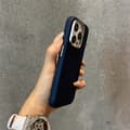 Fodral för iPhone 16 Pro Blå (magnetisk version) Högkvalitativt läder metalllins läderstruktur