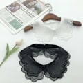 Miniatyrbilde 2 av 5: Dame falsk krage Avtakbar halv Avtakbar -Stykke Garn Emb Black