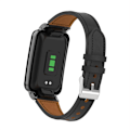 Miniatyrbillede 4 af 5: Sort Sort Lille Talje Læder Urrem kompatibel med Xiaomi Mi Band 7 Pro