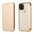 Kotelo iPhone 16E Champagne Gold -lompakolle korttipaikalla, läppä, galvanointi, läpinäkyvä