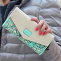 Miniatyrbillede 5 af 5: Fashion Damer Læder Clutch Taske Pung Lang Tegneseriepung Møntpung