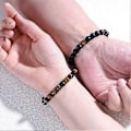 Miniatyrbillede 2 af 5: Justerbart Langdistanceforhold Sten Pararmbånd (Brun), Frostet Sten Vævet Armbånd