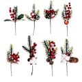 Miniatyrbilde 2 av 3: 8 stk. Plantedekor Bær Blomsterstilk Kristtornbærstilk Røde Bærgrener Bærgrenkrans