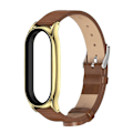 Miniatyrbild 2 av 3: Brunt Guld Mikrofiberläder Klockarmband kompatibelt med Xiaomi Mi Band 7 / 7 Nfc