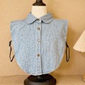 Miniatyrbilde 4 av 5: Dame falsk krage Avtakbar halv Plaid Vinter Business All- light blue