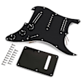 Pikkukuva 2 / 4: Musta 3-kerroksinen SSS Rail -tyyppinen sähkökitaran pickguard, johdotettu ja varustettu mikrofonilla, 11 reiällä