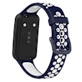 Miniatyrbillede 1 af 5: Mørkeblå Hvid Mørkeblå Hvid Åndbar Silikone Urrem kompatibel med Huawei Band 7 / 7 Nfc