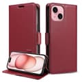 Fodral för iPhone 14 Vinröd Plånbok med Korthållare Flip