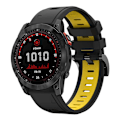 Miniatyrbillede 1 af 5: Sort Gul Sort Gul Tofarvet Silikone Urrem kompatibel med Garmin Fenix 7x