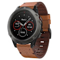 Miniatyrbillede 1 af 5: Brun Brun Læder Urrem kompatibel med Garmin Fenix 5x Sapphire