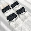 Miniatyrbilde 5 av 5: Dame falsk krage Avtakbar halv Profesjonell skjorte Svart W Lace flower Model B in black