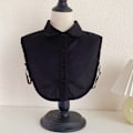 Pikkukuva 1 / 5: Naisten tekoviulus irrotettava puolipaita koristeellinen korealainen St Chiffon round collar in black