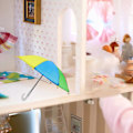 Miniatyrbillede 3 af 4: 2 stk. Mini Paraply Justerbar Miniature Paraply Solrig Regnfuld Paraply Model