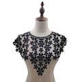 Miniatyrbilde 1 av 5: Dame falsk krage Avtakbar halv sjal Vest Melkesilke Broderi Black Black