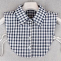 Miniatyrbilde 1 av 5: Dame falsk krage Avtakbar halv Avtakbar skjorte All-Match Blue Plaid