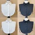 Miniatyrbilde 2 av 5: Dame falsk krage Avtakbar halv Ren Bomull Ensfarget Sh Light Plate round collar in black