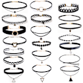 Miniatyrbilde 2 av 5: Dame falsk krage Avtakbar halv Choker / Halskjede Kombinasjon TKZK(20-piece set)