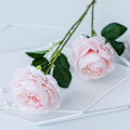 Miniatyrbillede 6 af 10: 1 STK 3 Hoveder Rose Silke Kunstig Pæon Blomst til Hjem Bryllup Væg Blomsterdekoration Blomsterfest Red