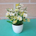Miniatyrbillede 2 af 5: Kunstig Blomst i Potte Festdekoration Plast DIY Kunstig Blomst i Potte til Fest Yellow