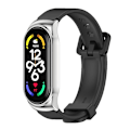 Miniatyrbillede 1 af 5: Sort Sølv Sort Sølv Silikone Urrem kompatibel med Xiaomi Mi Band 7 / 7 Nfc kompatibel med Xiaomi Mi Band 7 / 7 Nfc
