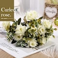 Miniatyrbillede 8 af 11: Kunstig Silke 1 Bund Krøllet Rose Blomsterbuket Bord Hjem Bryllup Dekoration Falske Blomster Håndværk Del Wine red