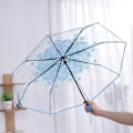 Pikkukuva 3 / 5: Läpinäkyvä automaattinen sateenvarjo naisille, kokoontaittuva aurinkovarjo sateeseen ja aurinkoon, tuulenpitävä, naisten sateenvarjot Manuaol Umbrella