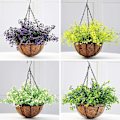 Miniatyrbillede 5 af 5: Kunstige buske 4-pak falske UV-resistente planter blomster, kunstige plastik klokkeblade grønt Bell Leaves White 8 Pcs