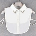 Miniatyrbilde 2 av 4: Dame falsk krage Chiffon Avtakbar Krage Anti-rynke Whi Chain plum blossom chiffon white