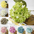Miniatyrbillede 2 af 5: 1 Buket Kunstig Silke Blomst Hortensia Blade Bryllupsfest Dekoration Håndværk Yellow