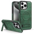 Fodral för iPhone 14 grönt läder Magnetiskt helkroppsstativ