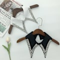 Miniatyrbilde 2 av 5: Dame falsk krage Avtakbar halv Mote Trendy Perlebesatt Styl White