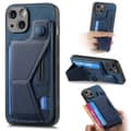 Fodral för iPhone 16 Pro blå Multi-vinkel glidstativ läder Plånbok med korthållare Läder