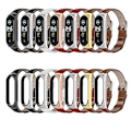 Pikkukuva 5 / 5: Musta Musta yhteensopiva Xiaomi Mi Band 6 / 5 / 4 / 3 Nahkainen kellon ranneke
