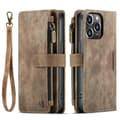 Etui til iPhone 16 Pro brun Flip Wallet med kortholder