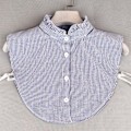 Miniatyrbillede 3 af 5: Dame falsk krave Skjorte All-Match Perlebesat Skjorte Ternet Hvid Navy print pointed collar